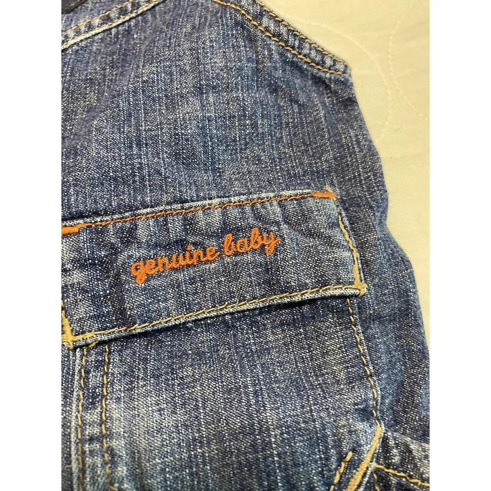 OshKosh BGosh Overalls 6 month Plaid Lined Vestbak Denim Snap USA Vtg. EUC